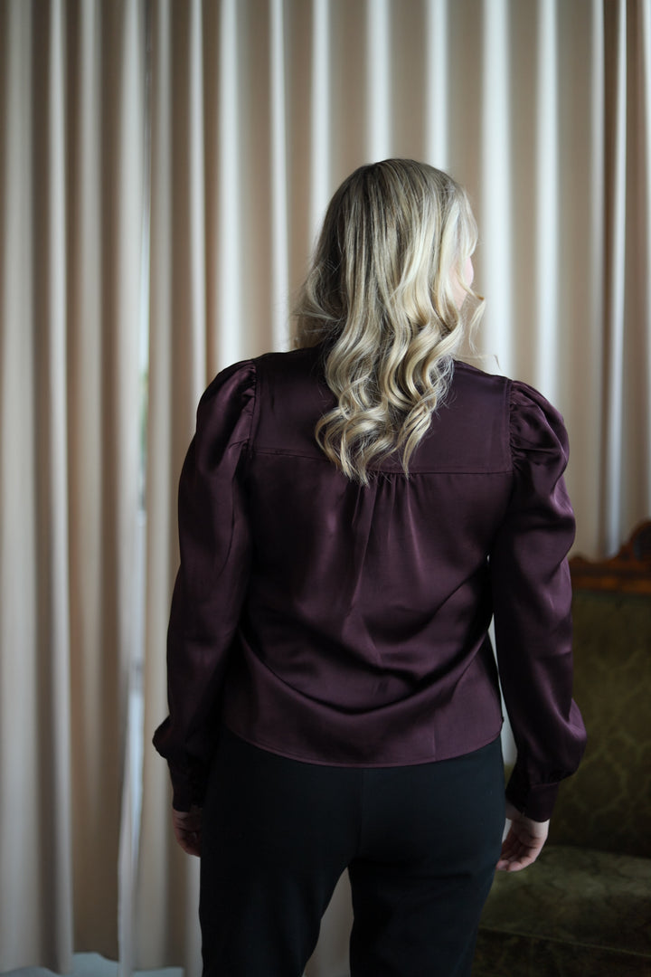 Rosslyn Heavy Sateen Blouse Burgundy