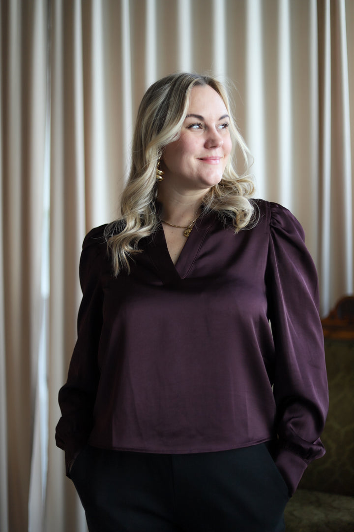 Rosslyn Heavy Sateen Blouse Burgundy