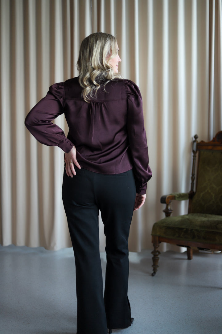 Rosslyn Heavy Sateen Blouse Burgundy