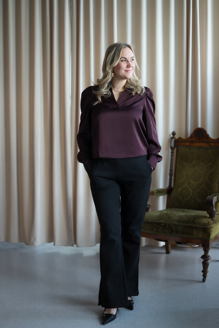 Rosslyn Heavy Sateen Blouse Burgundy