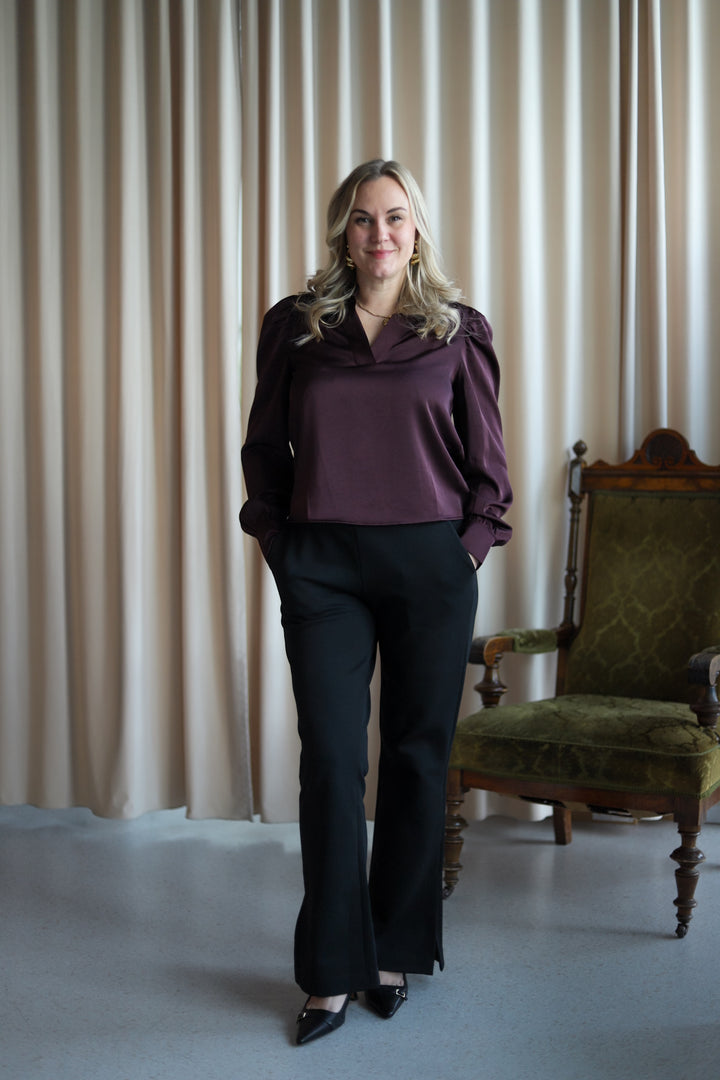 Rosslyn Heavy Sateen Blouse Burgundy