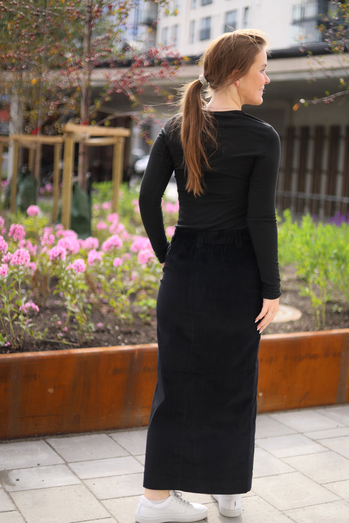 Corduroy Pencil Skirt Black