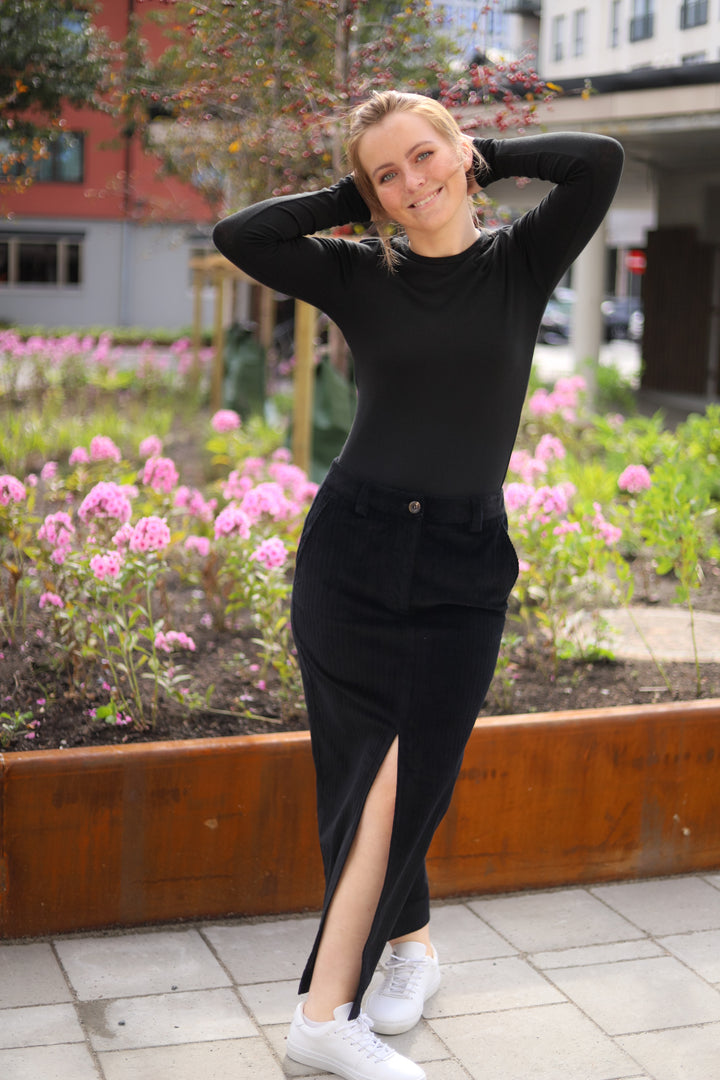 Corduroy Pencil Skirt Black