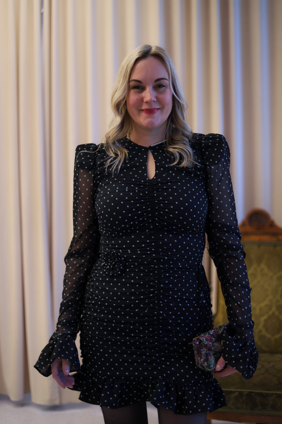 Printed Long-Sleeve Dress