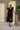 Flocked Organza Long Ruched Dress Black
