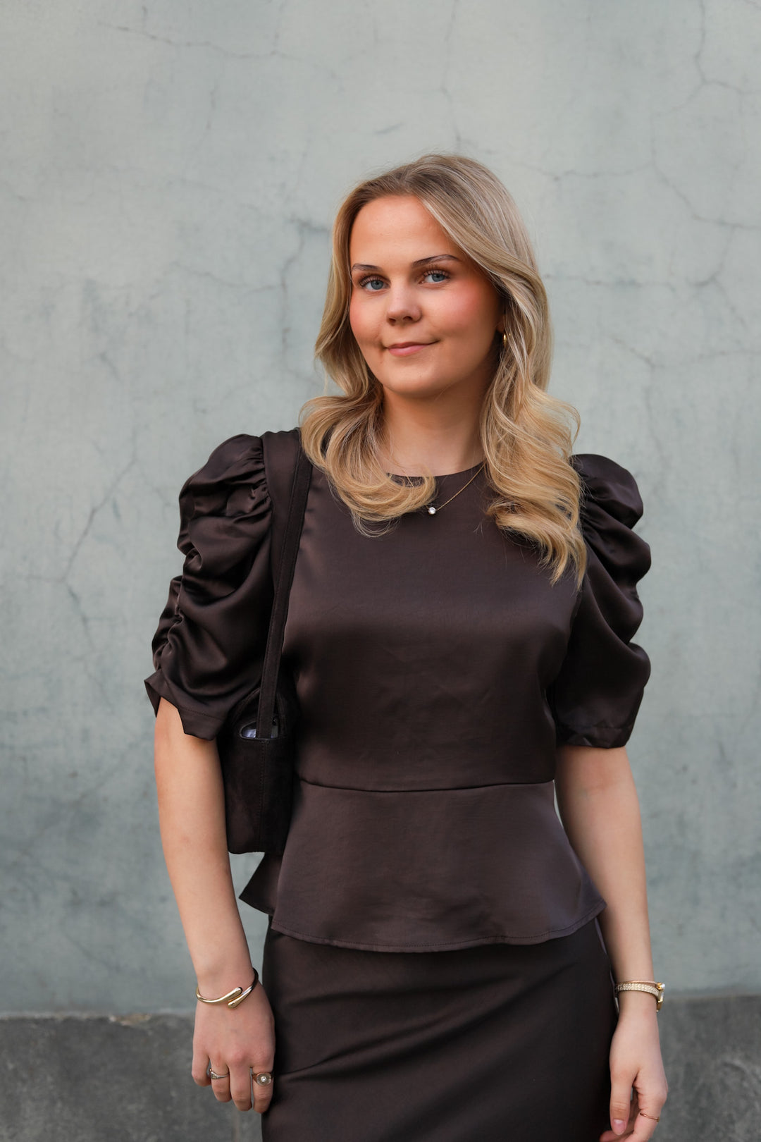 Benua Heavy Sateen Blouse Dark Brown