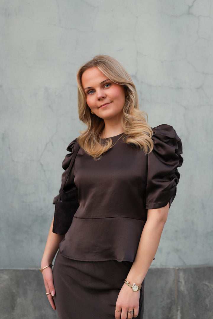 Benua Heavy Sateen Blouse Dark Brown