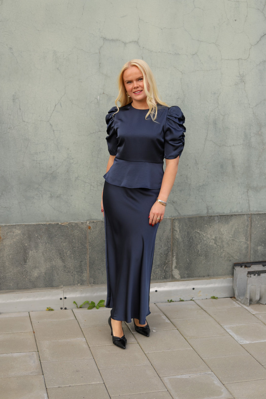 Benua Heavy Sateen Blouse Midnight Blue