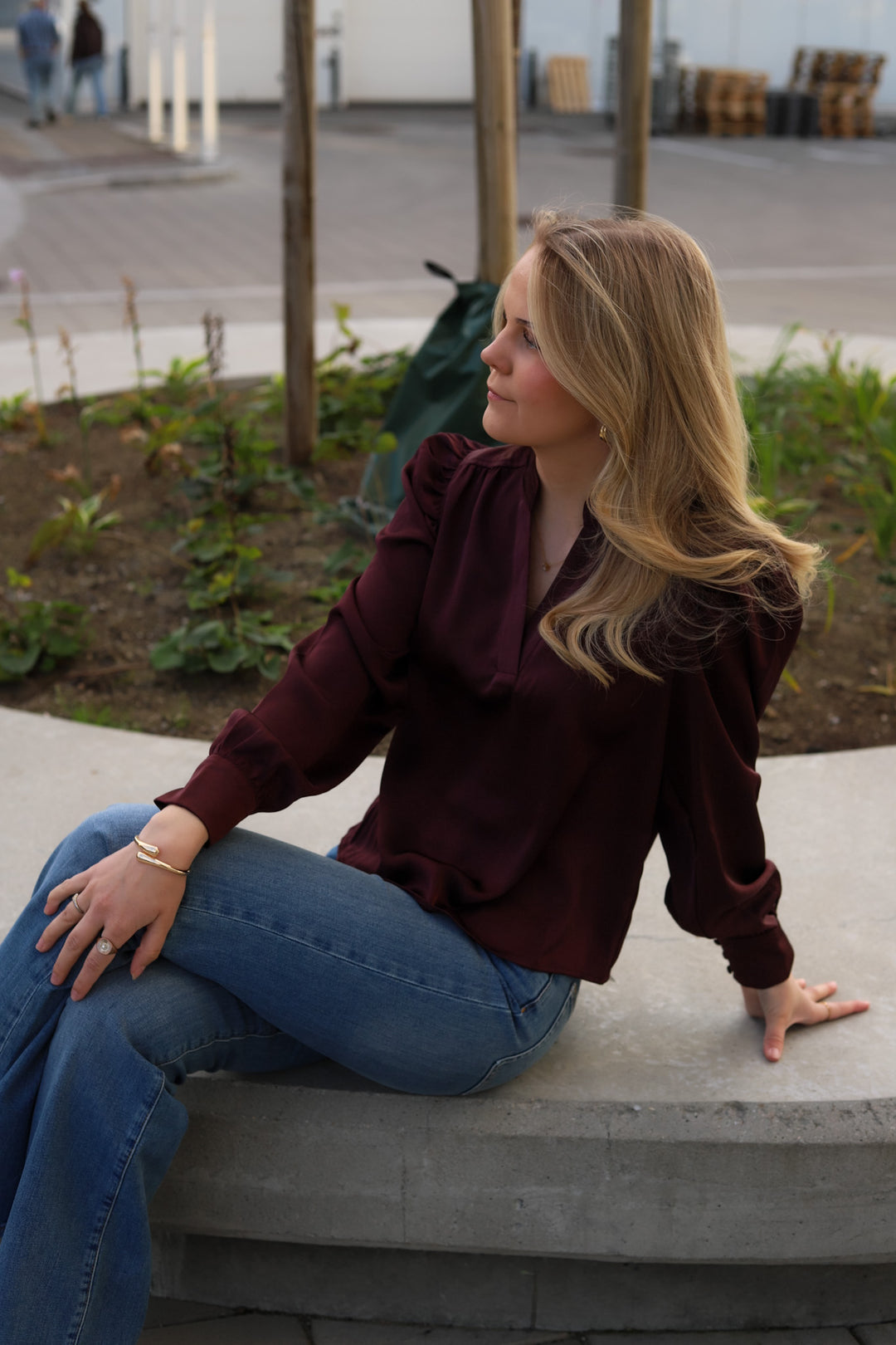 Rosslyn Heavy Sateen Blouse Burgundy