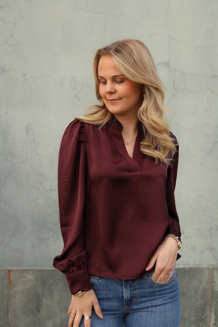 Rosslyn Heavy Sateen Blouse Burgundy