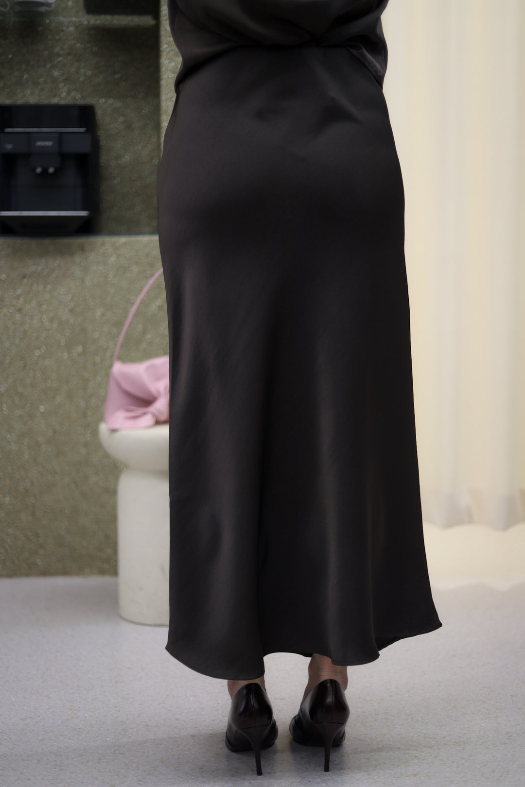Vicky Heavy Sateen Skirt Dark Brown