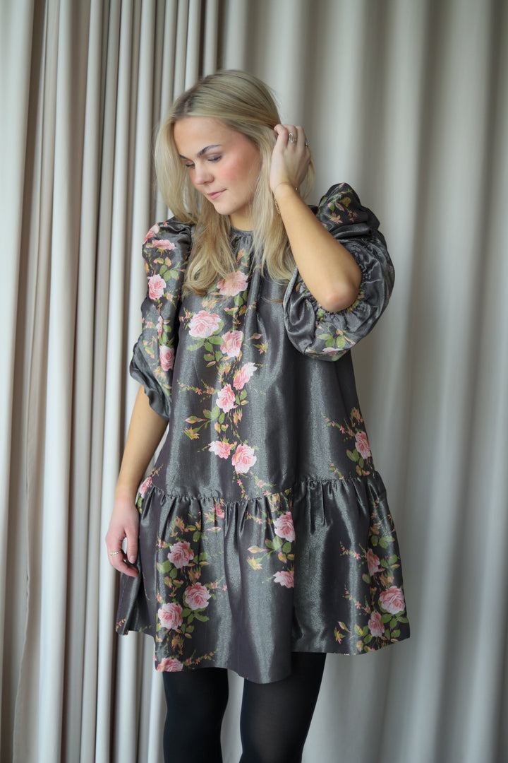 Taffeta Mini Dress Antique Roses