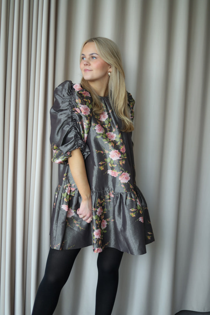 Taffeta Mini Dress Antique Roses