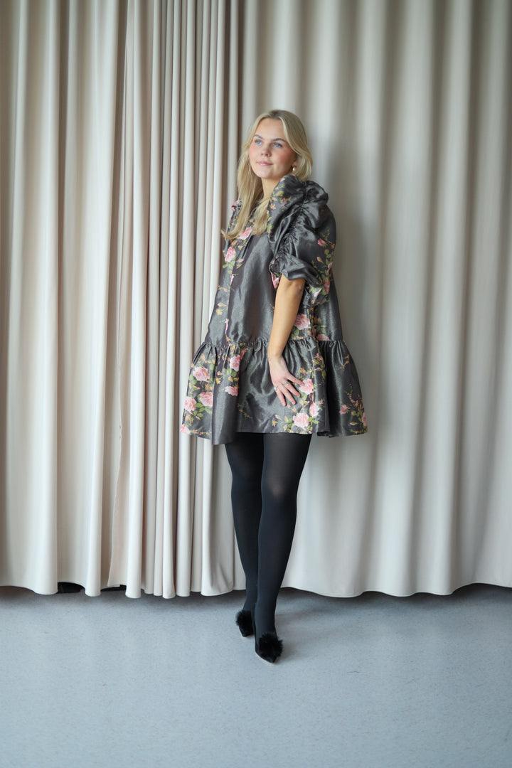 Taffeta Mini Dress Antique Roses