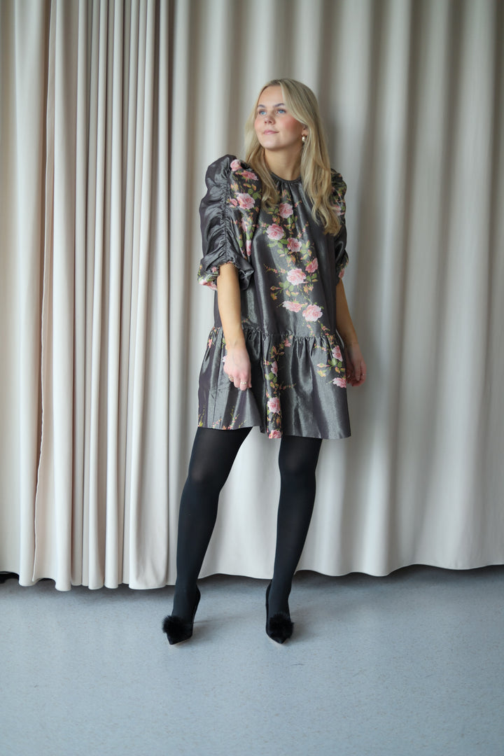 Taffeta Mini Dress Antique Roses