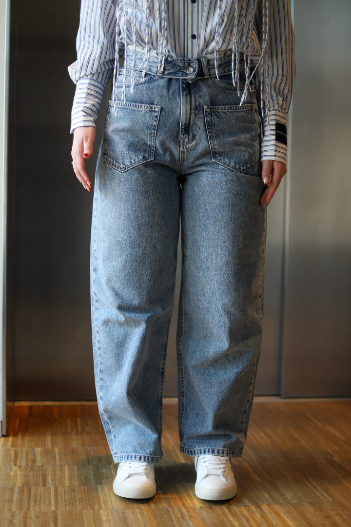 Flip Waist Pocket Jeans Bleached Denim