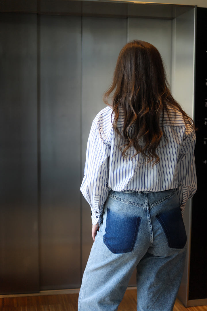 Striped Fringe Shirt Blue/White Stripe