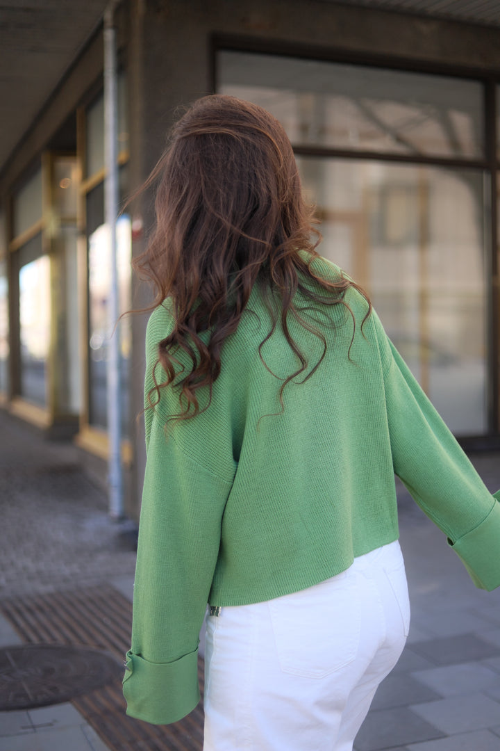 Atari Rib Cardigan Leaf Green