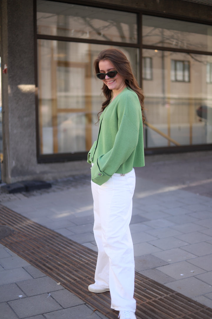 Atari Rib Cardigan Leaf Green