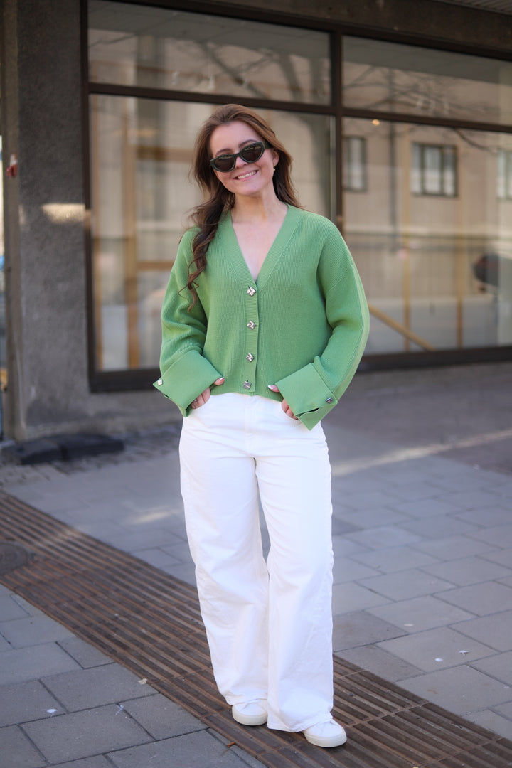 Atari Rib Cardigan Leaf Green