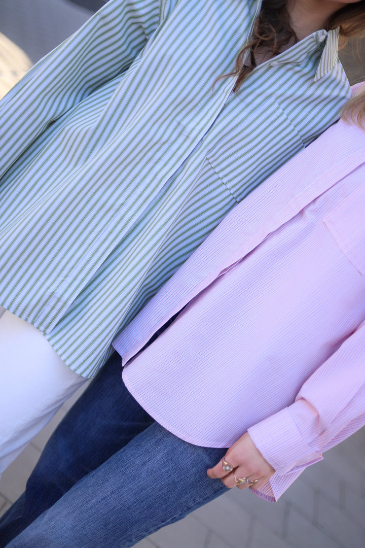 Loose Stripe Shirt Green Stripe