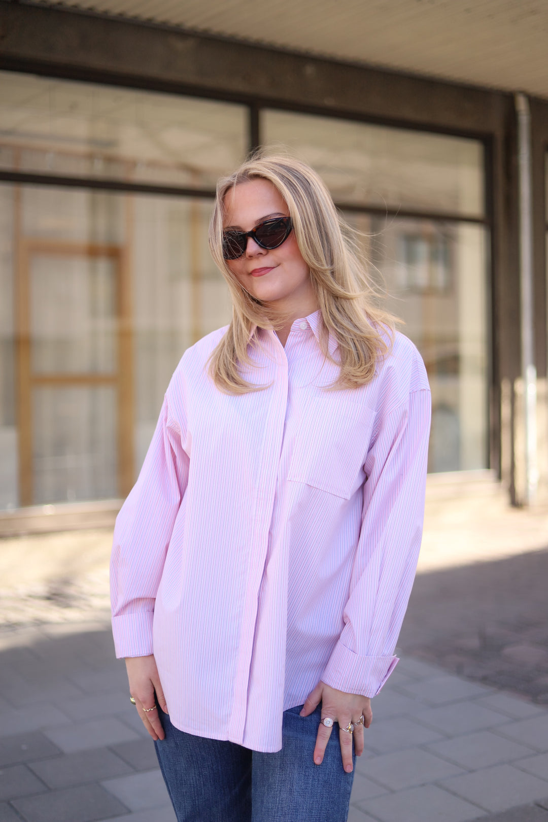 Loose Stripe Shirt Pink Mix