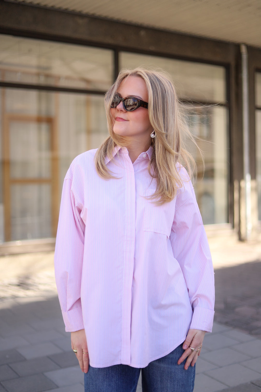 Loose Stripe Shirt Pink Mix