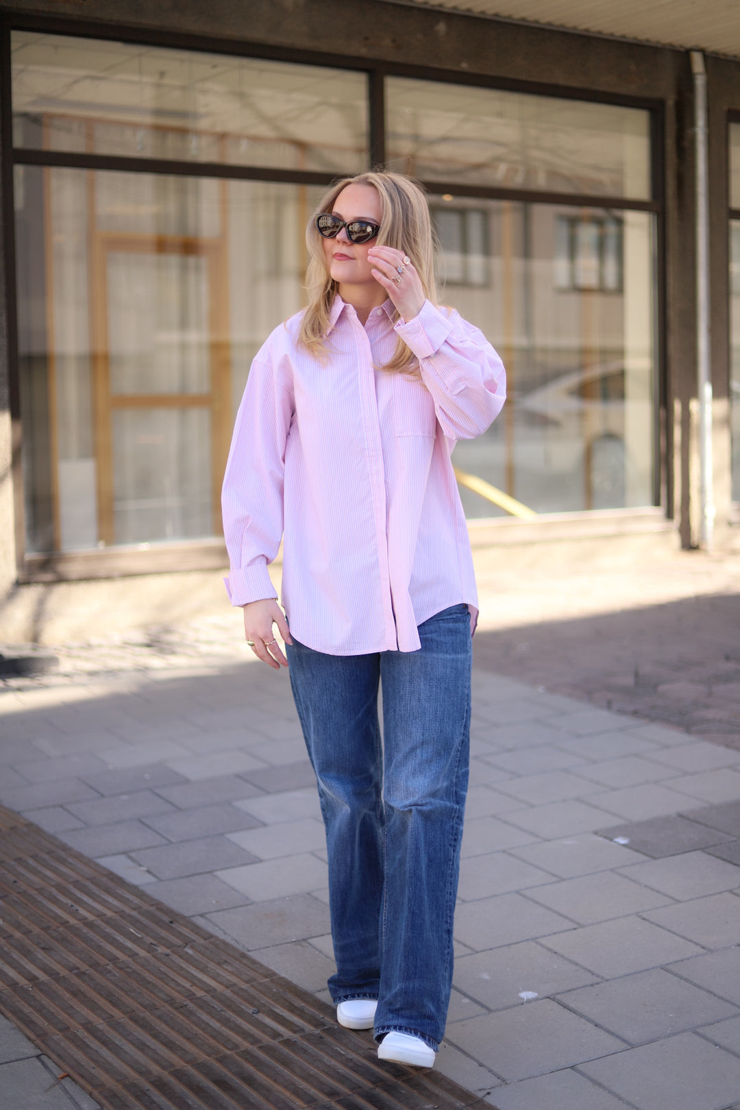 Loose Stripe Shirt Pink Mix