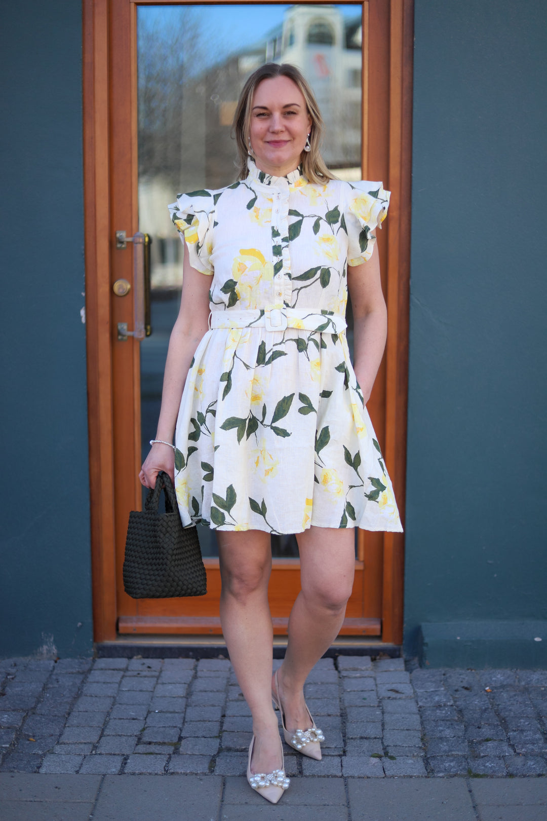 Linen Ruffle Dress Sunlight