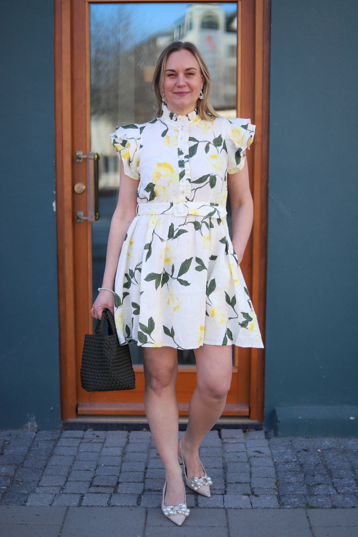 Linen Ruffle Dress Sunlight