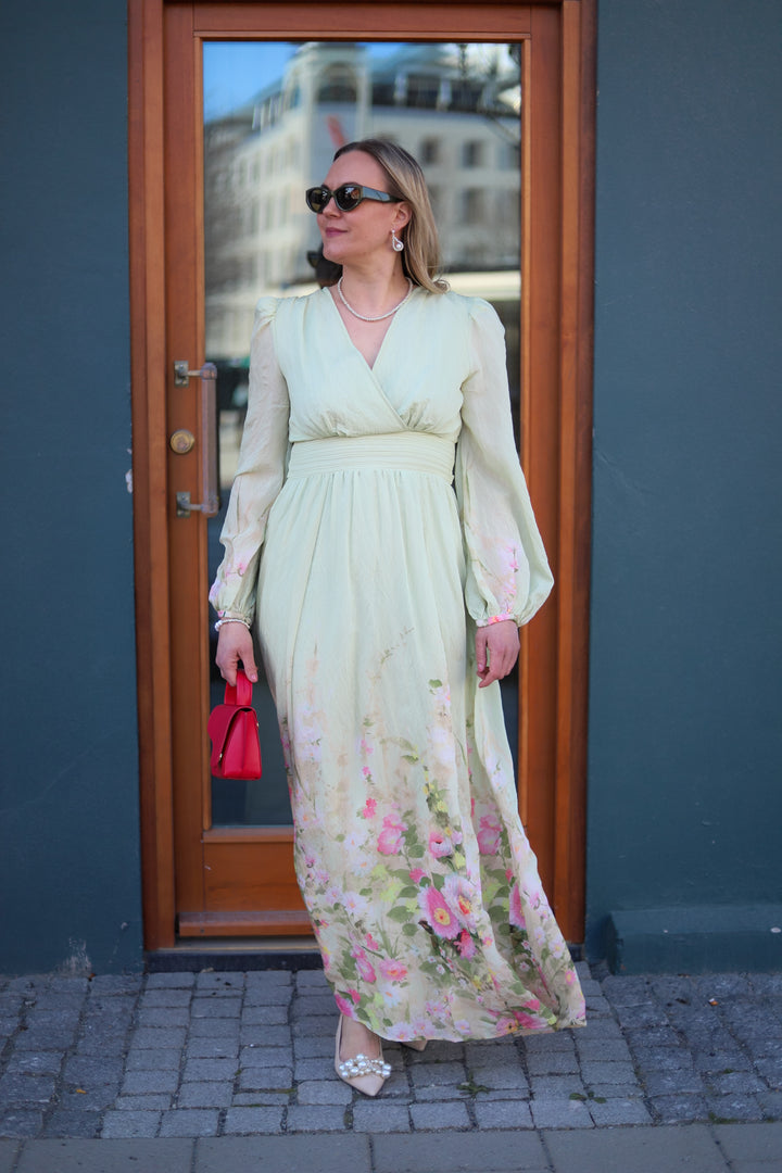 Viscose V-Neck Dress Growing Garden
