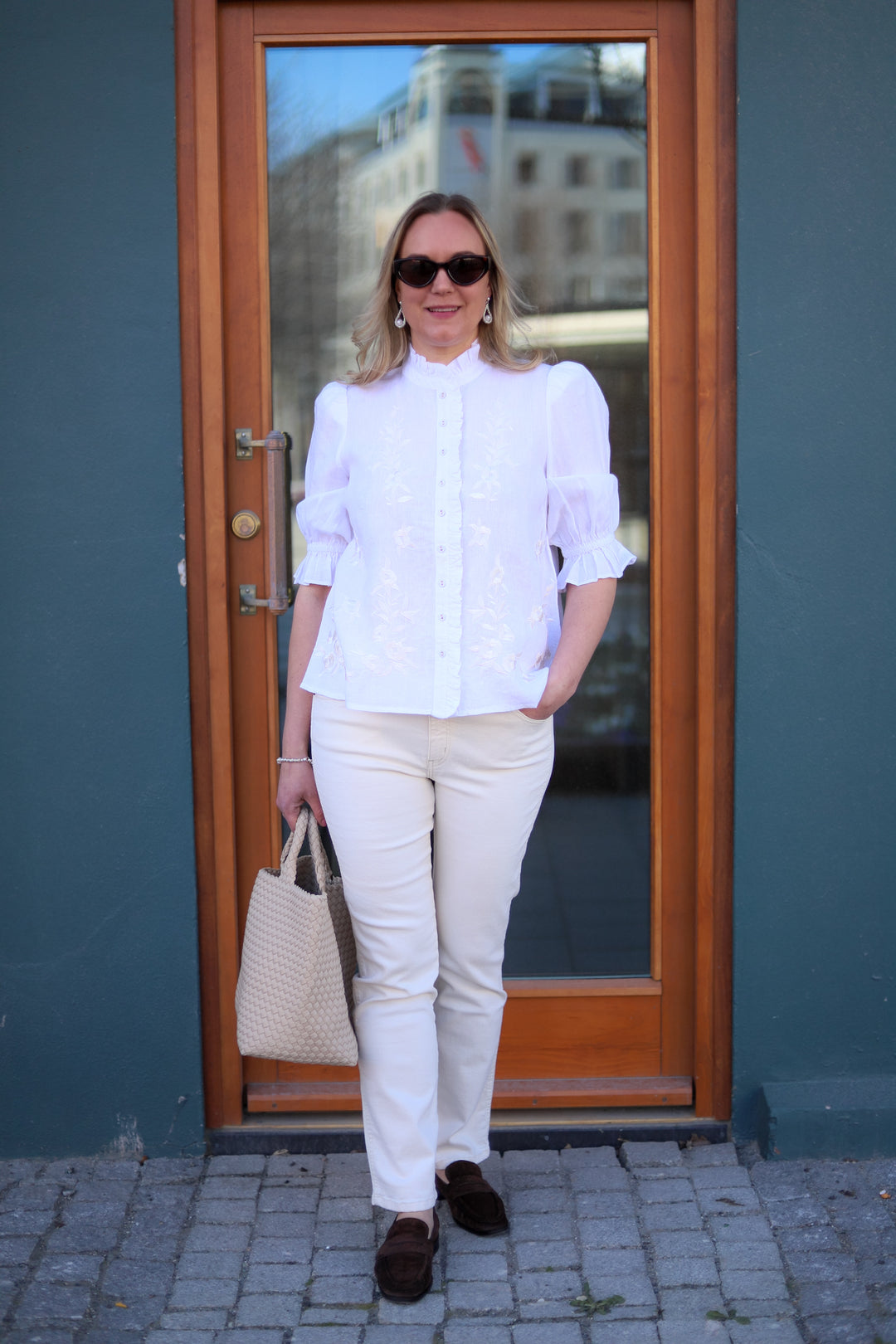 Linen Embroidered Blouse White