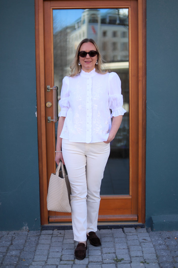 Linen Embroidered Blouse White