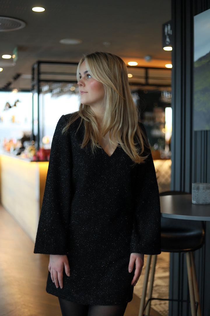 Peach Mini Dress Black Glitter