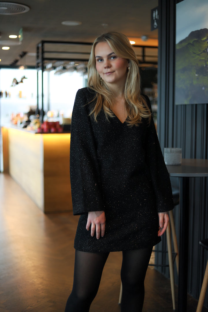Peach Mini Dress Black Glitter