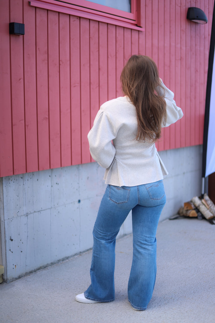 Peplum Knit Cardigan Pumice Stone