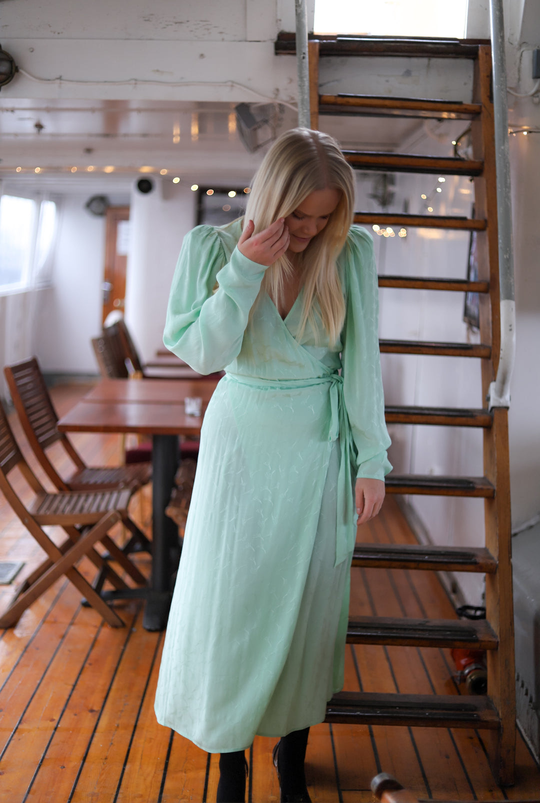 Jacquard Midi Dress Grayed Jade