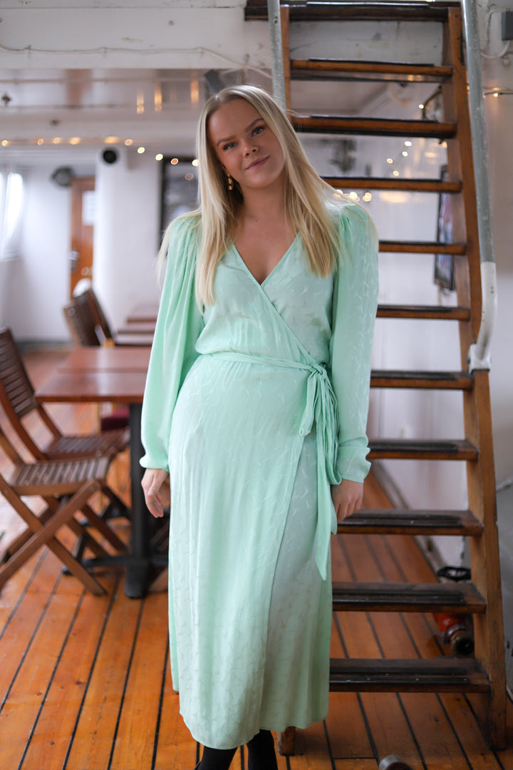 Jacquard Midi Dress Grayed Jade