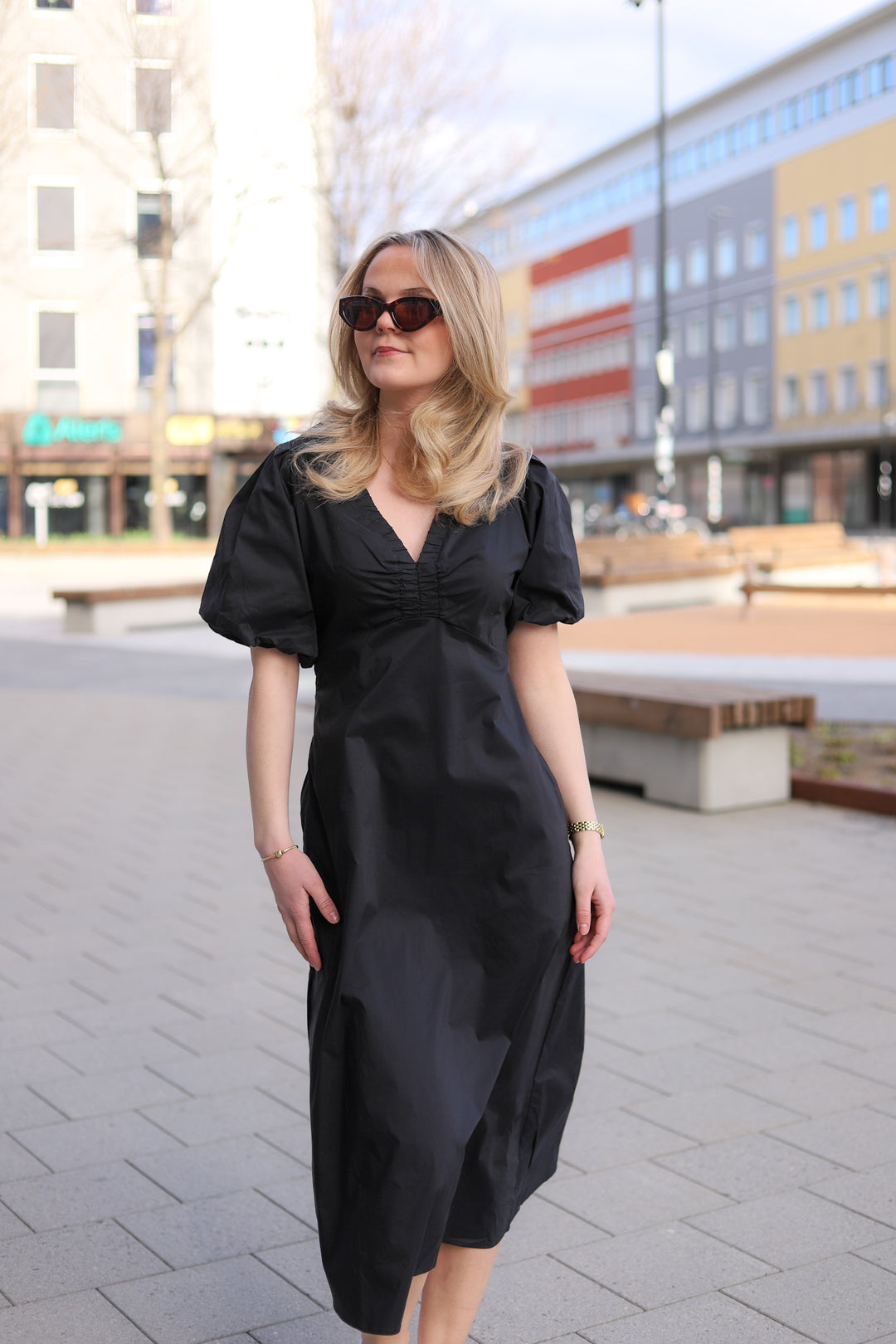 Illana Poplin Dress Black