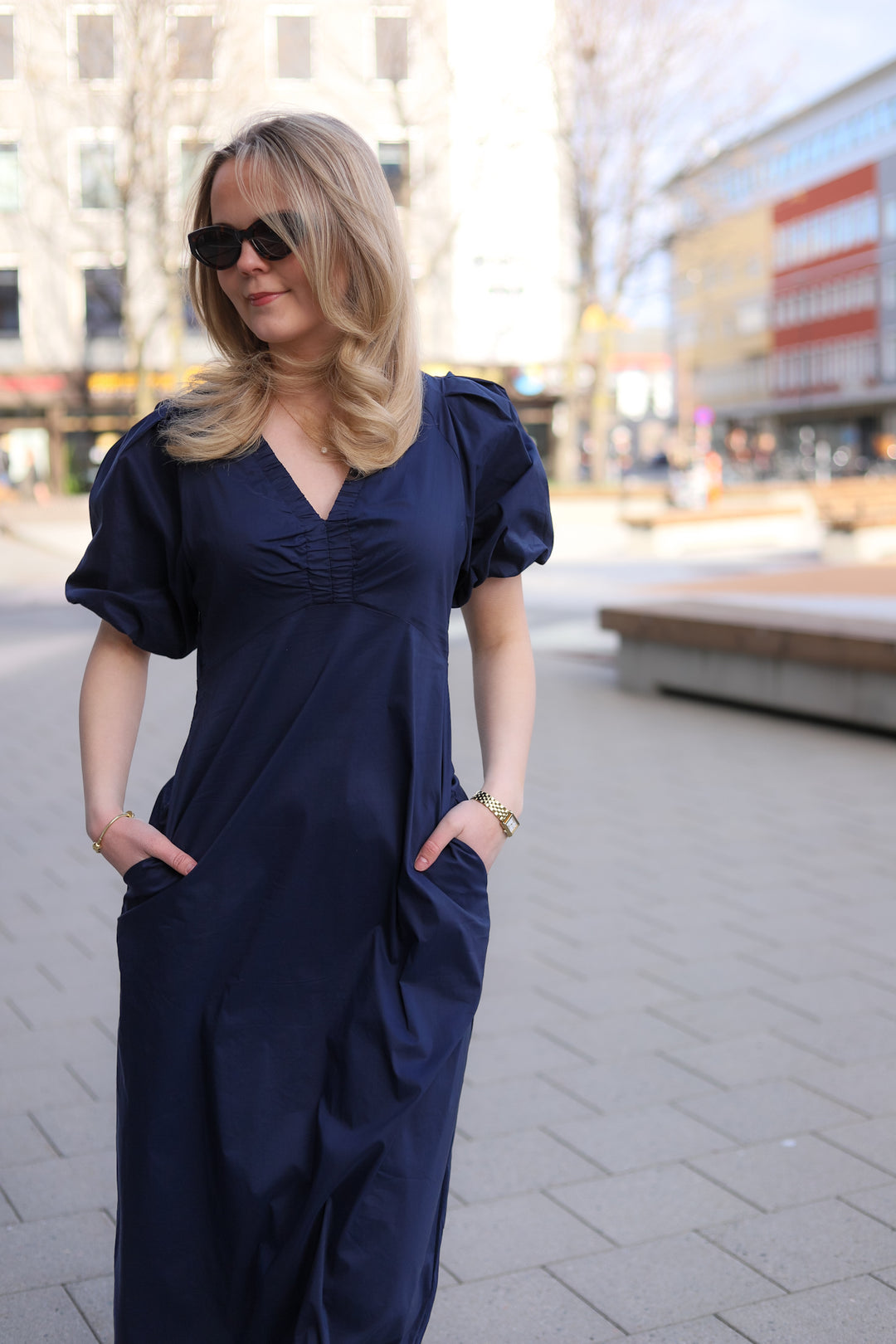 Illana Poplin Dress navy