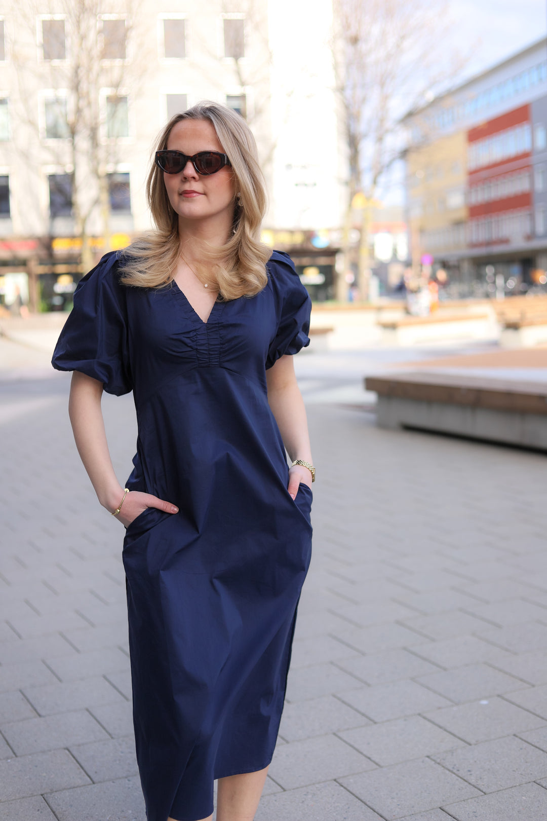 Illana Poplin Dress navy