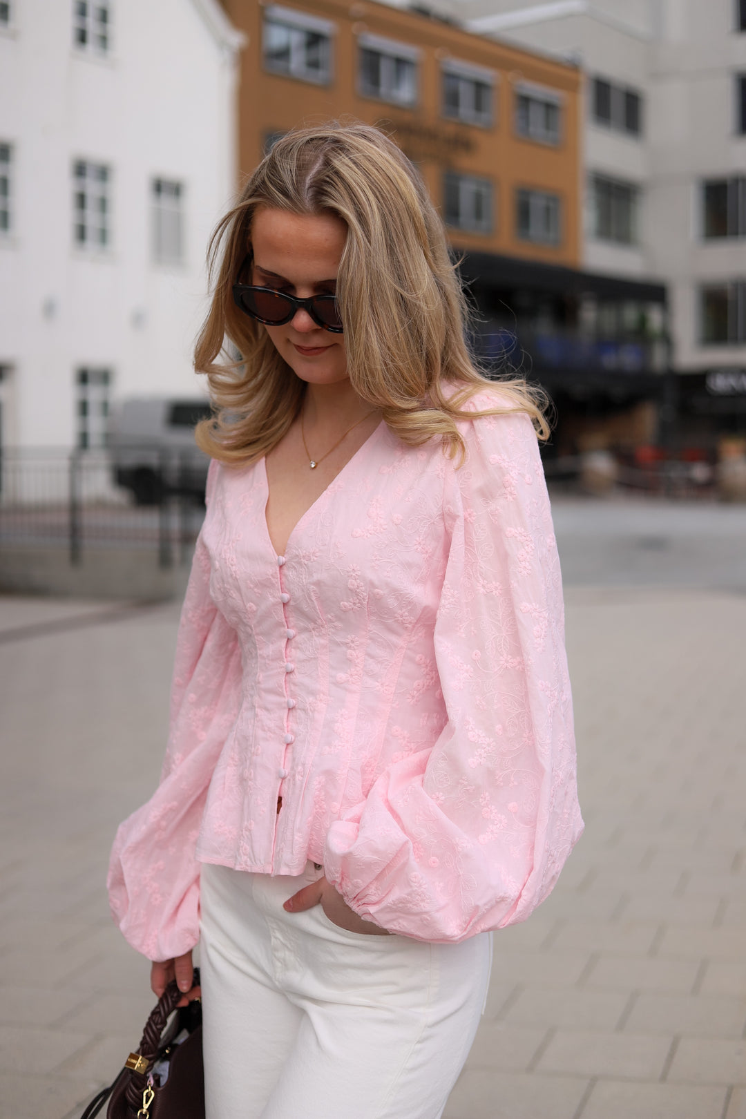 Palena Bluse Pink Embroidery