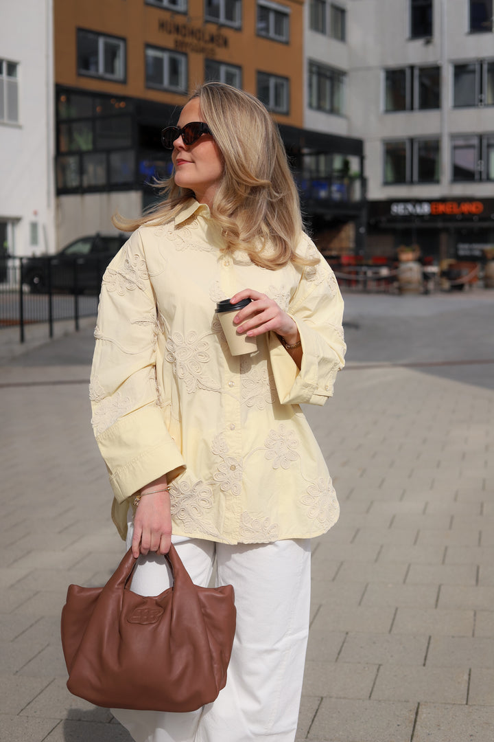 Flower Oversized Shirt Italian Straw