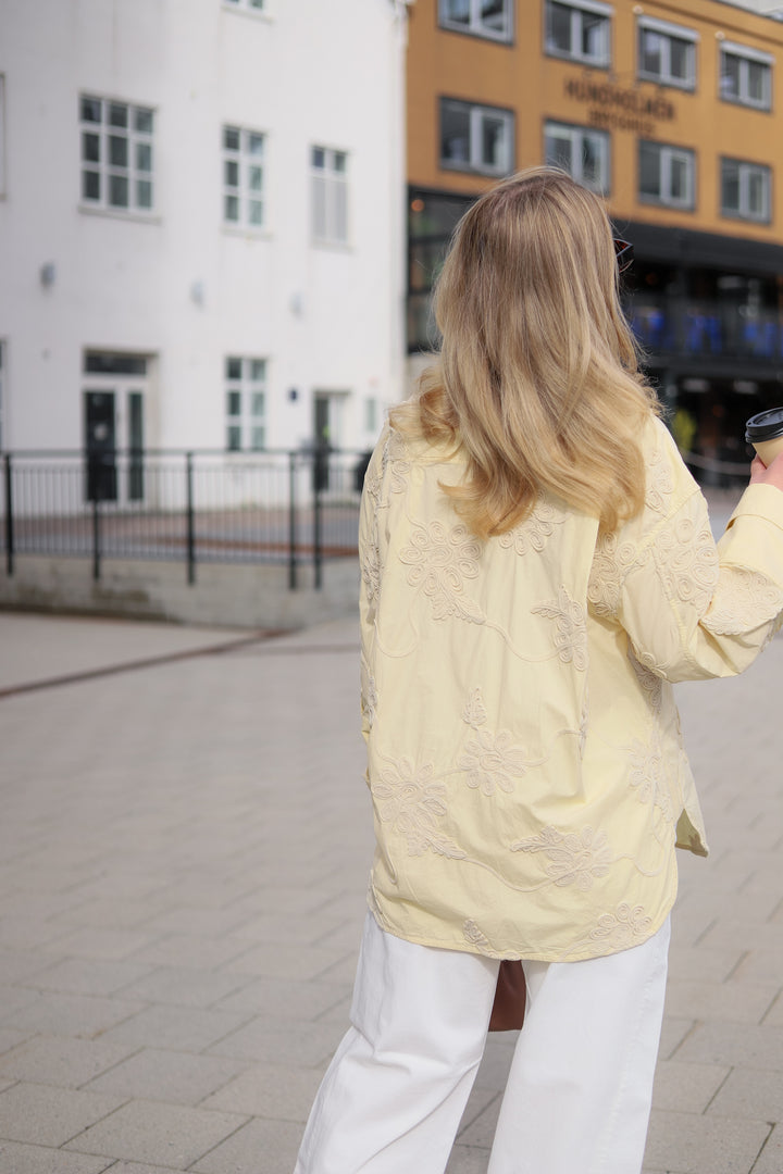 Flower Oversized Shirt Italian Straw