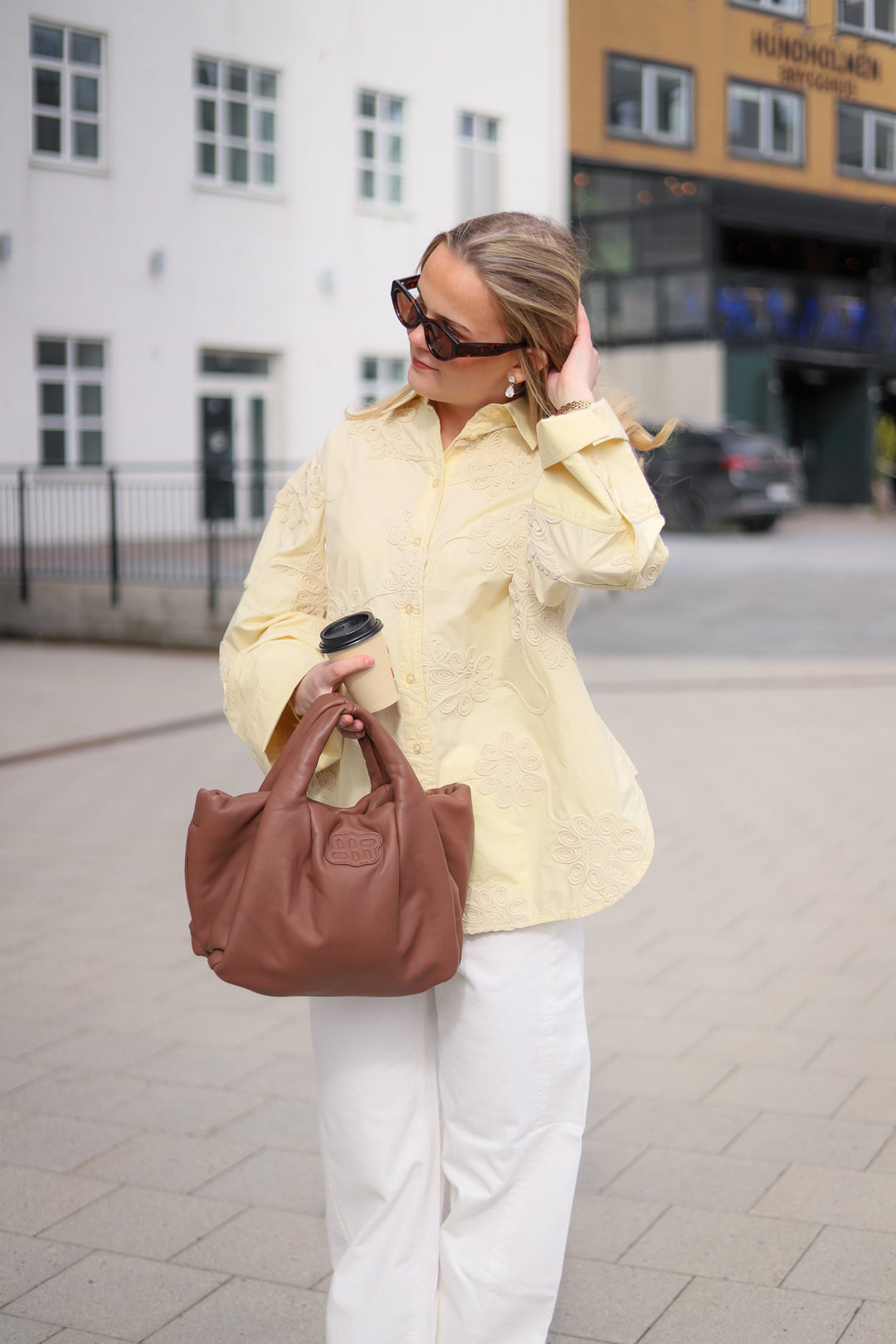 Flower Oversized Shirt Italian Straw
