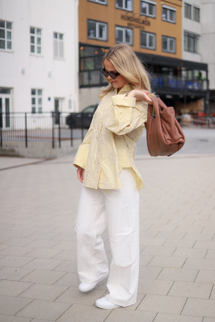 Flower Oversized Shirt Italian Straw