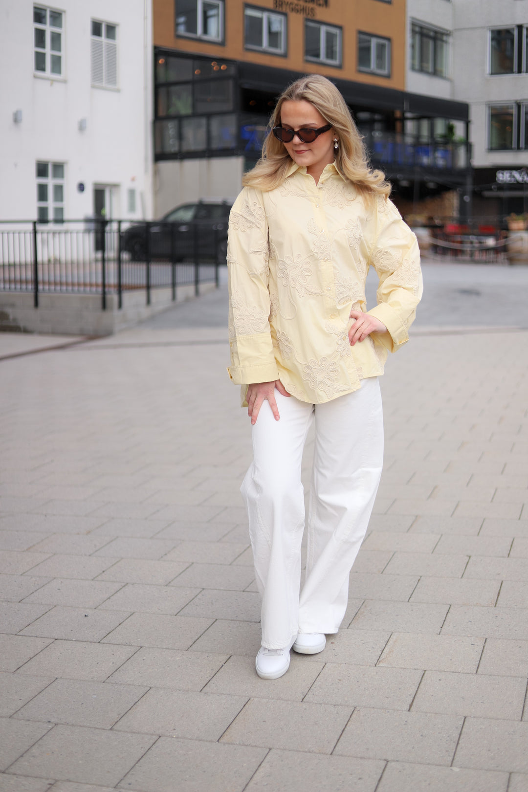 Flower Oversized Shirt Italian Straw