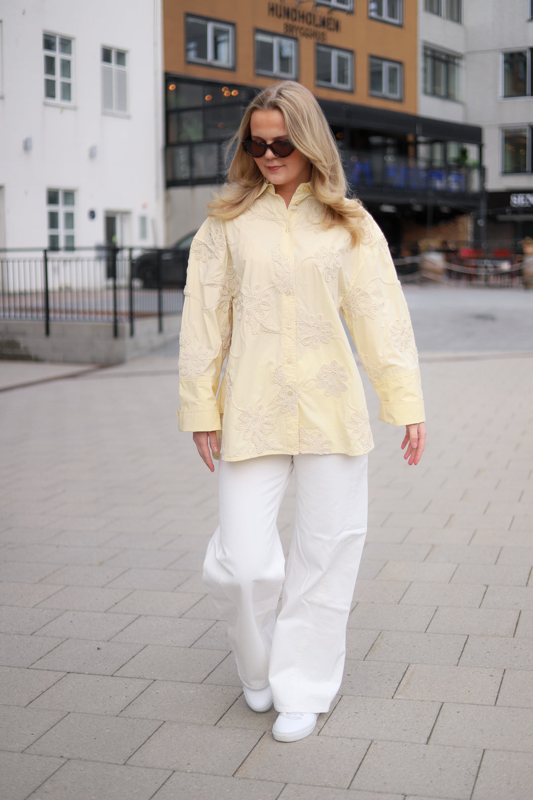 Flower Oversized Shirt Italian Straw