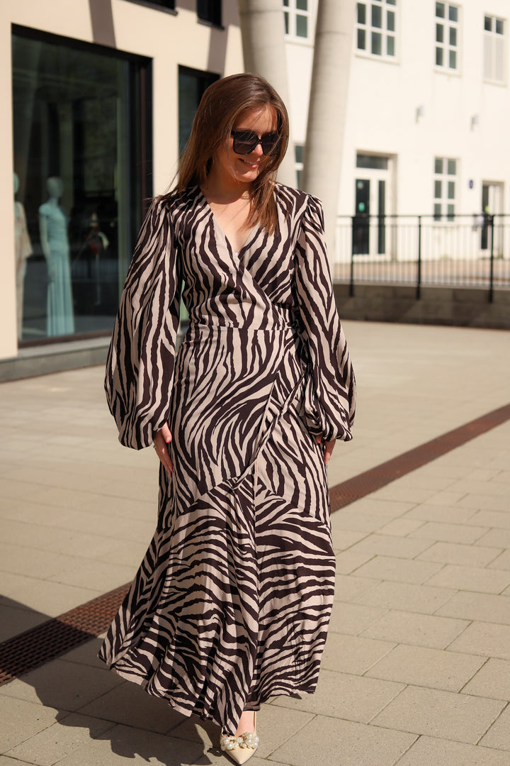 Portofino Maxi Dress Brown Zebra
