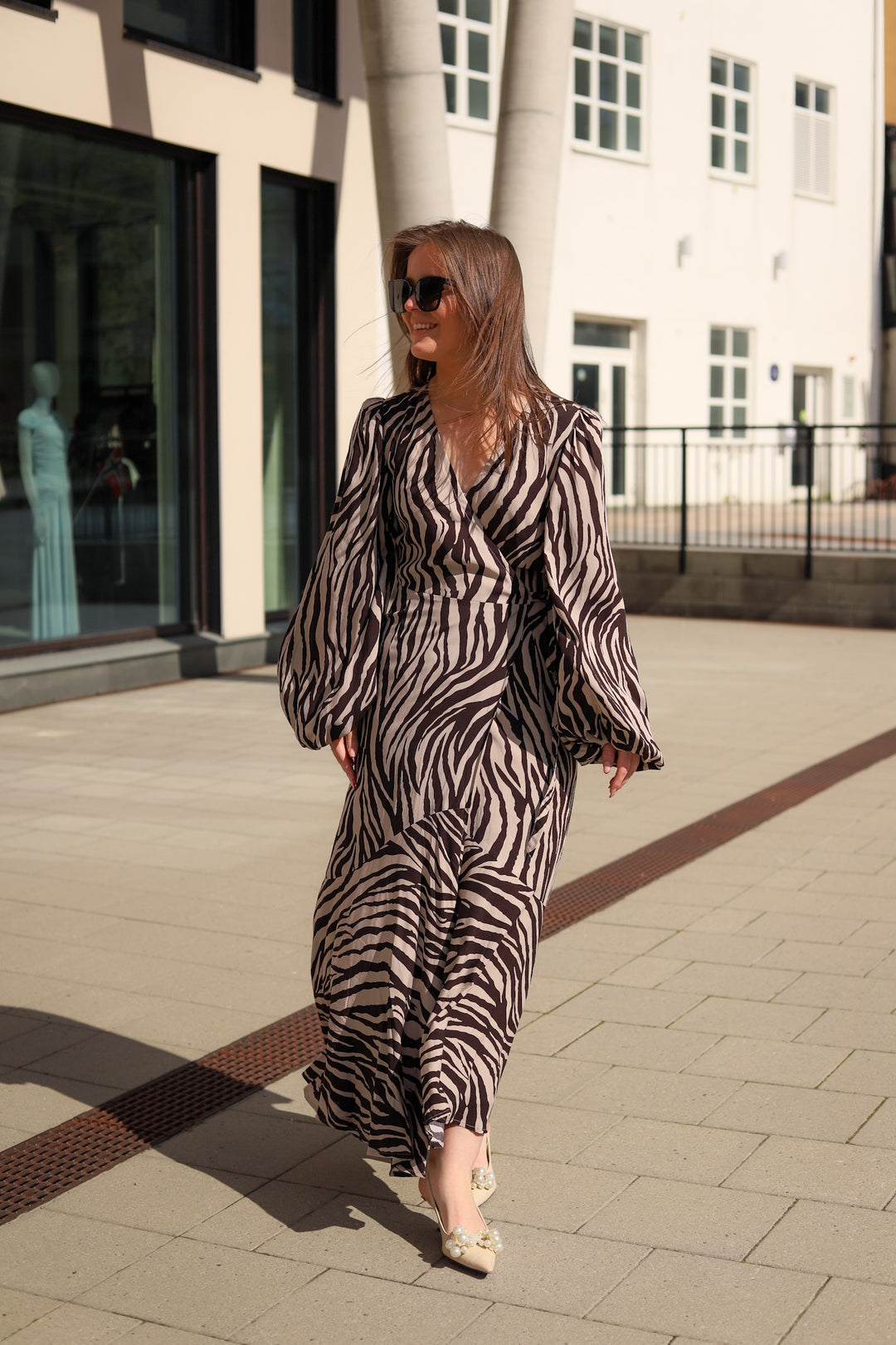 Portofino Maxi Dress Brown Zebra